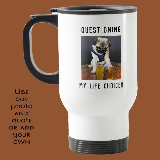 Caneca Térmica Questionando personalizadas opções de vida com cer (Criador carregado)