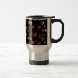 Caneca Térmica RAB Rockabilly Cerejas Muito Vermelhas Em Preto