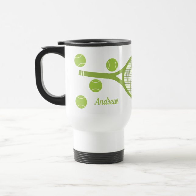 Caneca Térmica Racket de Tênis Verde Moderno Personalizado (Esquerda)