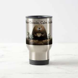 Caneca Térmica Rain outside, calm inside. Mole Drinking Coffee