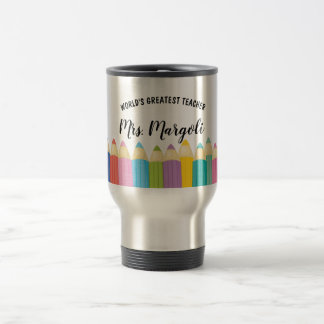 Caneca Térmica Rainbow Crayons Mundiais Maior Professora Café Mug