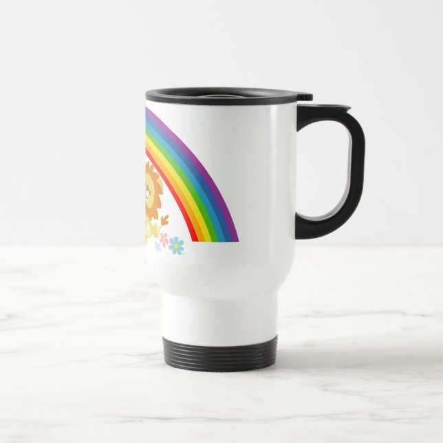 Caneca Térmica Rainbow Tango-Cute Cartoon Lions Viagem ao trabalh (Direita)