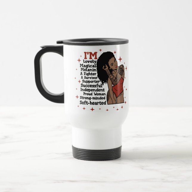 Caneca Térmica Rainha negra motivacional positiva (Esquerda)