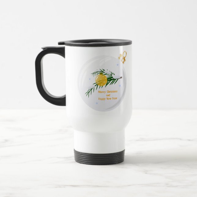 Caneca Térmica Ramificação de Natal decorada em bauble (Esquerda)
