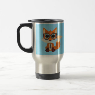 Caneca Térmica Raposa Fofo Nerd Azul Claro Minimal Kawaii