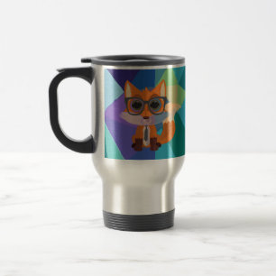 Caneca Térmica Raposa Fofo Nerd Azul Roxo Abstrato Moderno