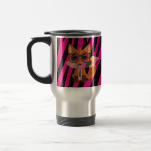 Caneca Térmica Raposa Fofo Nerd Estampa de Zebra Rosa Tendência K
