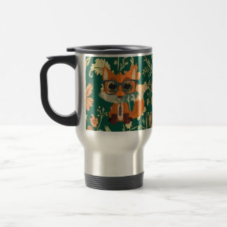 Caneca Térmica Raposa Fofo Nerd Floral Vintage Verde Cottagecore