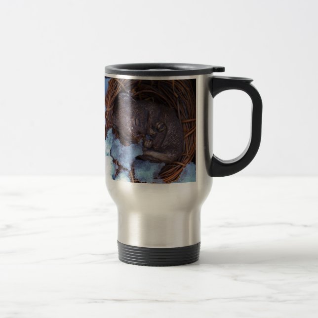 Caneca Térmica ratinho bonitinho na neve (Direita)