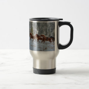Caneca Térmica Rebanho dos cavalos que funcionam na neve do