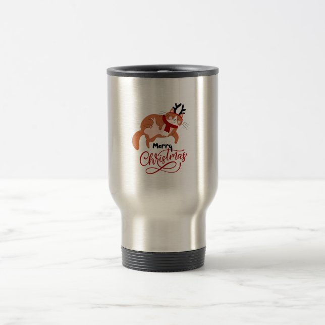 Caneca Térmica Red Brown Ilustrative Personal Holiday Cat (Centro)