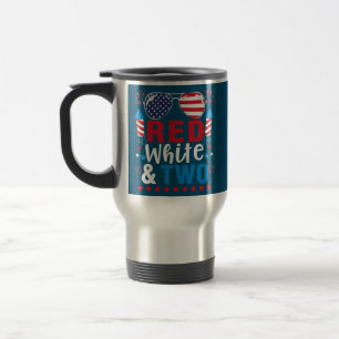 Caneca Térmica Red White Two Funny 2nd Birthday 4th Of July Boys