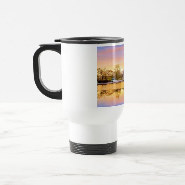 Caneca Térmica Reflexo do pôr do sol no edifício do Capitólio dos (Esquerda)