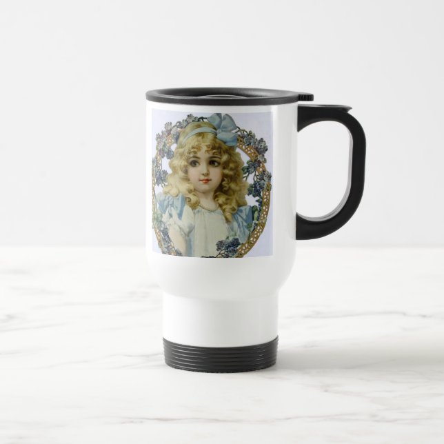 Caneca Térmica Retrato Bonito para Menininha Antiquado Bonito (Direita)