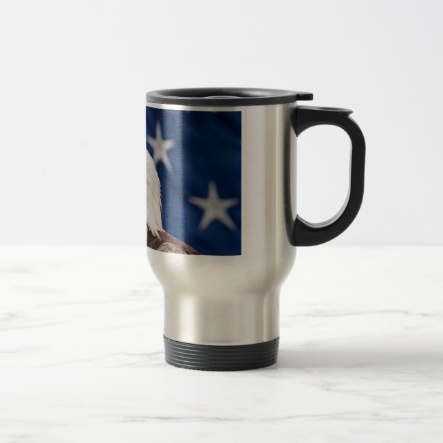 Caneca Térmica Retrato de Águia Careca com estrelas (Direita)