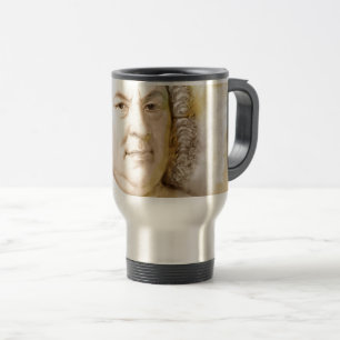 Caneca Térmica Retrato de Johann Sebastian Bach em bege