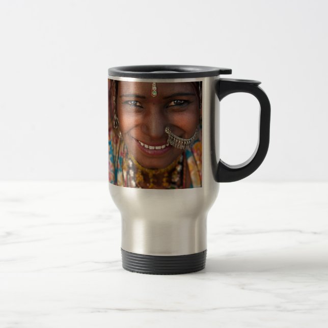 Caneca Térmica Retrato de uma mulher de India Rajasthani (Direita)