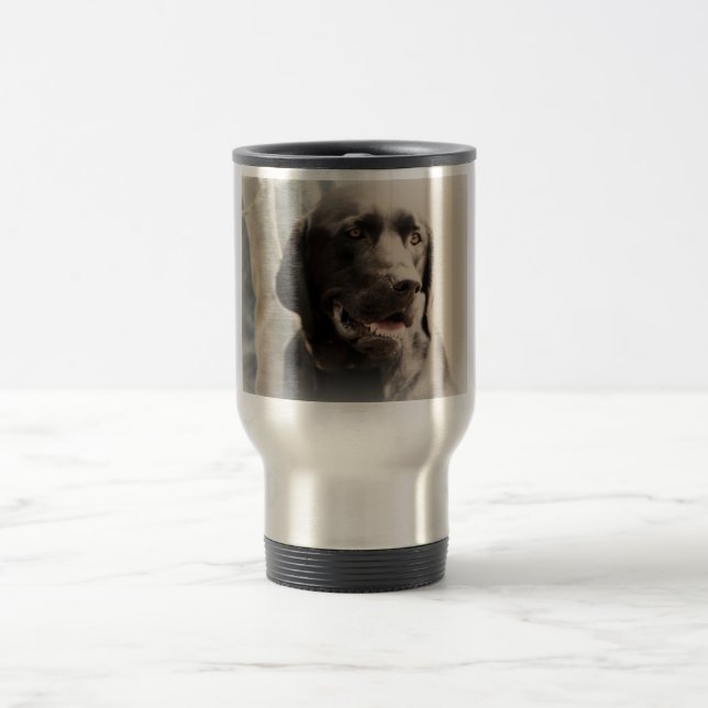 Caneca Térmica Retrato preto bonito de labrador retriever (Centro)