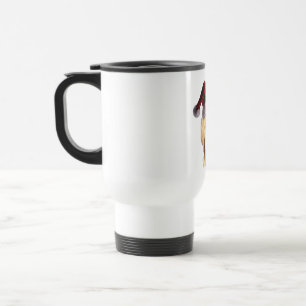 Caneca Térmica Retriever ouro em um Chapéu do Papai Noel