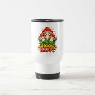 Caneca Térmica Retro Fofo Cottagecore Cogumelo Escolha Viagem Fel