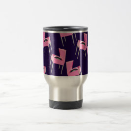 Caneca Térmica Retro Retro Retrópico Rosa Divertido Padrão Musica