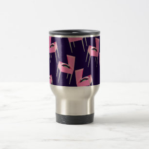 Caneca Térmica Retro Retro Retrópico Rosa Divertido Padrão Musica