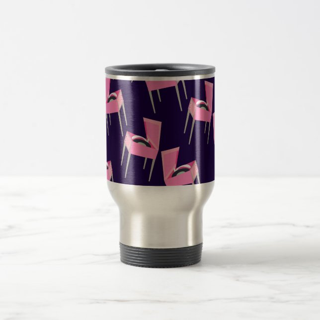 Caneca Térmica Retro Retro Retrópico Rosa Divertido Padrão Musica (Centro)