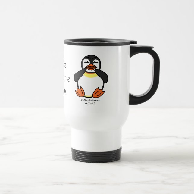 Caneca Térmica Rindo do café Pinguin, MmeGuerreiraMulher no Twitc (Direita)