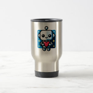 Caneca Térmica Robô Corajoso - Arte De Amor Inspirada Na Tecnolog