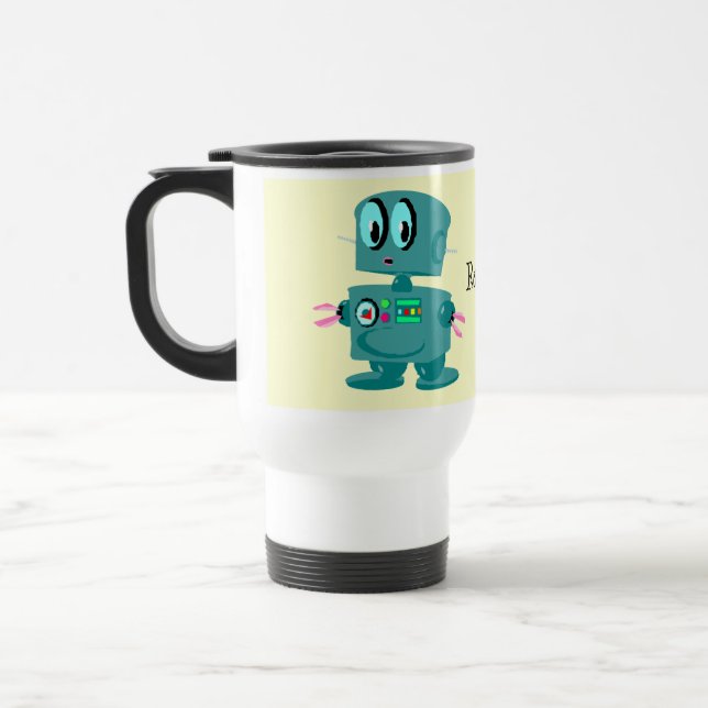 Caneca Térmica Robô verde retro clássico (Esquerda)