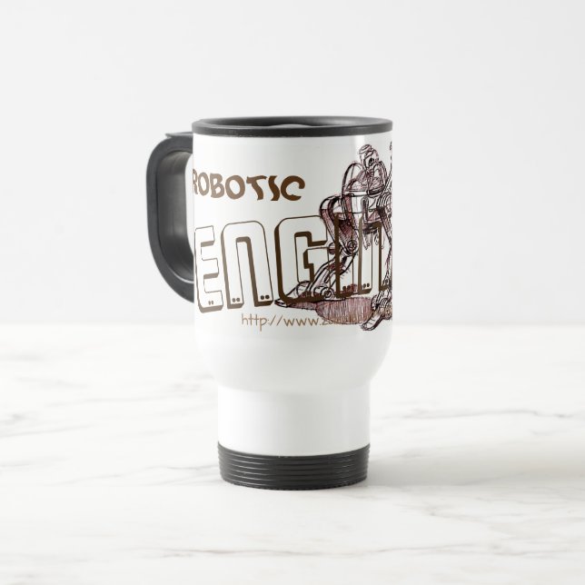 Caneca Térmica Robótico~Engenheiro" (Frente Esquerda)