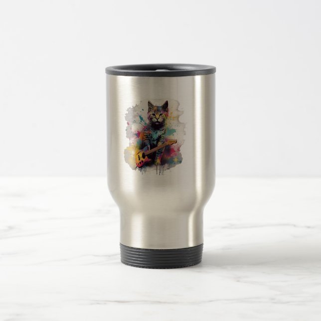 Caneca Térmica rockstar cat cat lover design  (Centro)