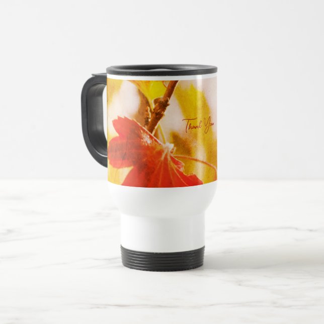 Caneca Térmica Romantic Leaves Boho – Botanical Fantasy Thanks (Frente Esquerda)