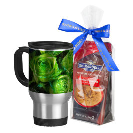 Caneca Térmica Romântica Namorados Verde Rosas Luminosas