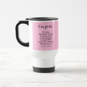Caneca Térmica Rosa claro Bíblia de curso Verso Nome personalizad