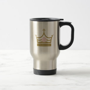 Caneca Térmica Rosa de Rosa claro e princesa Dourada