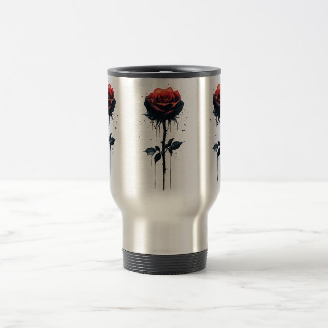 Caneca Térmica Rosa de Sangue Gótico (Centro)