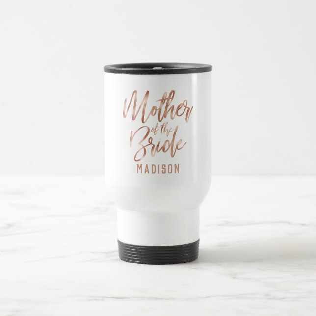 Caneca Térmica Rosa Dourada Mãe da Noiva do Casamento Moderno (Centro)