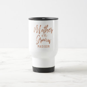 Caneca Térmica Rosa Dourado Moderno Casamento Mãe do Noivo