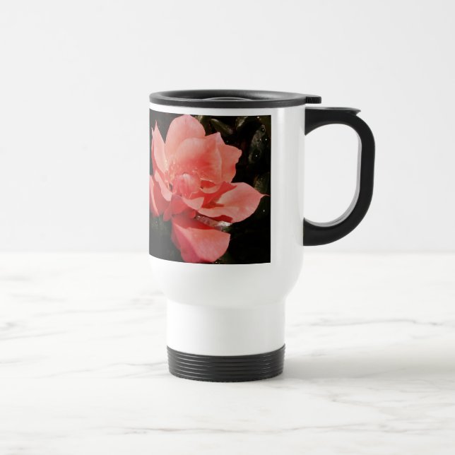 Caneca Térmica Rosa floral rosa pêssego bonito (Direita)