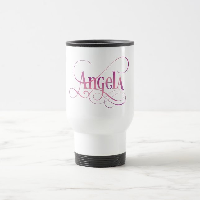 Caneca Térmica Rosa personalizado de Angela do roteiro de Swirly (Centro)