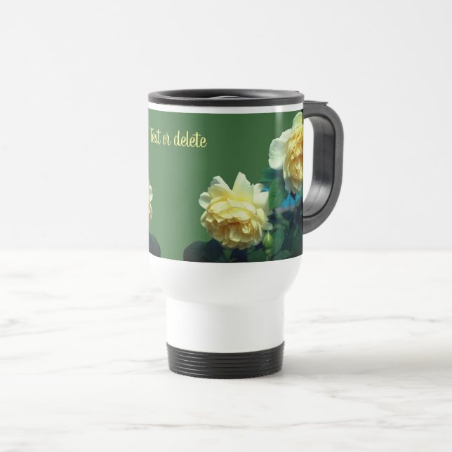 Caneca Térmica Rosas Amarelas Personalizadas (Frente Esquerda)