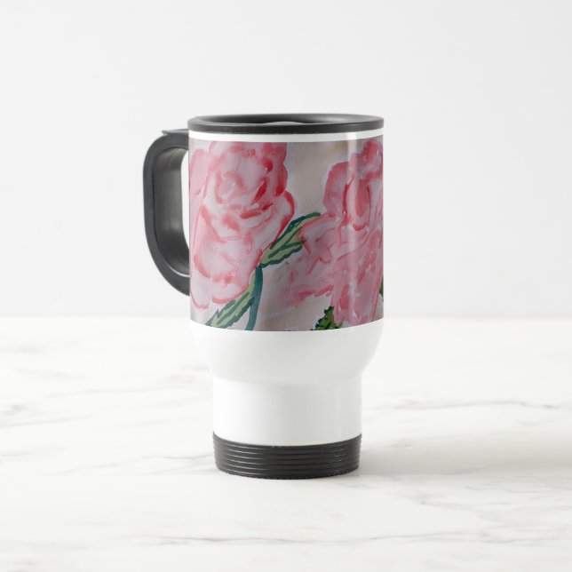 Caneca Térmica Rosas de Verão abstrato (Frente Esquerda)