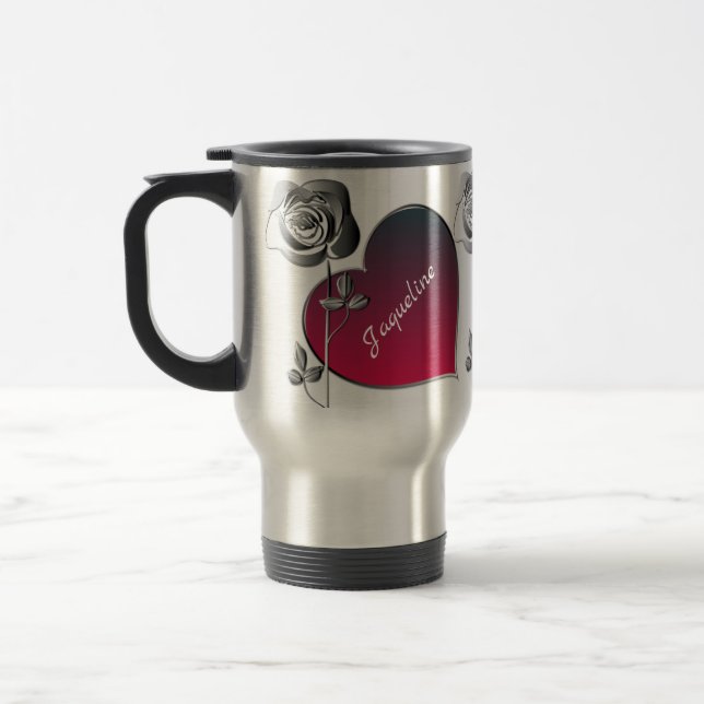 Caneca Térmica Rosas e Coração do namorados (Esquerda)