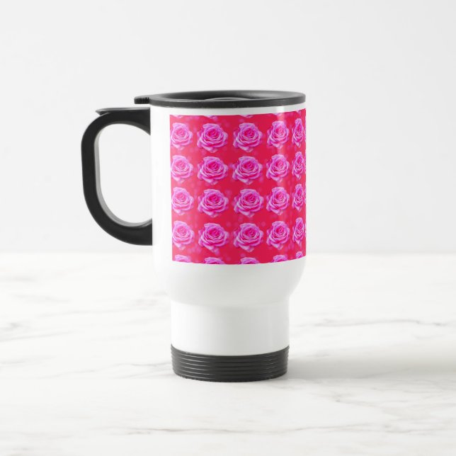 Caneca Térmica Rosas Rosa Em Bokeh Rosa, (Esquerda)