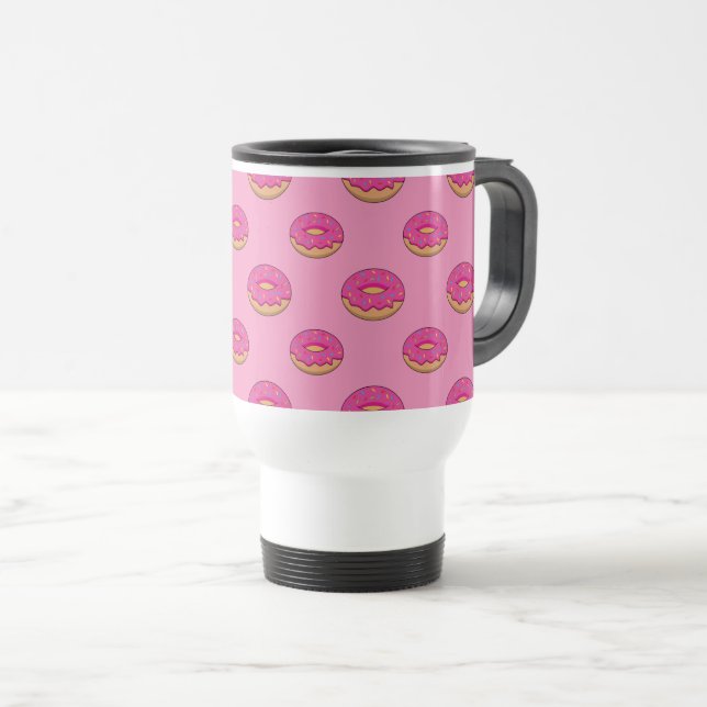 Caneca Térmica Rosquinha de Morango com Cartoon de Sprinkles (Frente Esquerda)