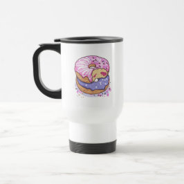 Caneca Térmica Rosquinhas Rosa E Roxo De Aquarelas Com Préguas