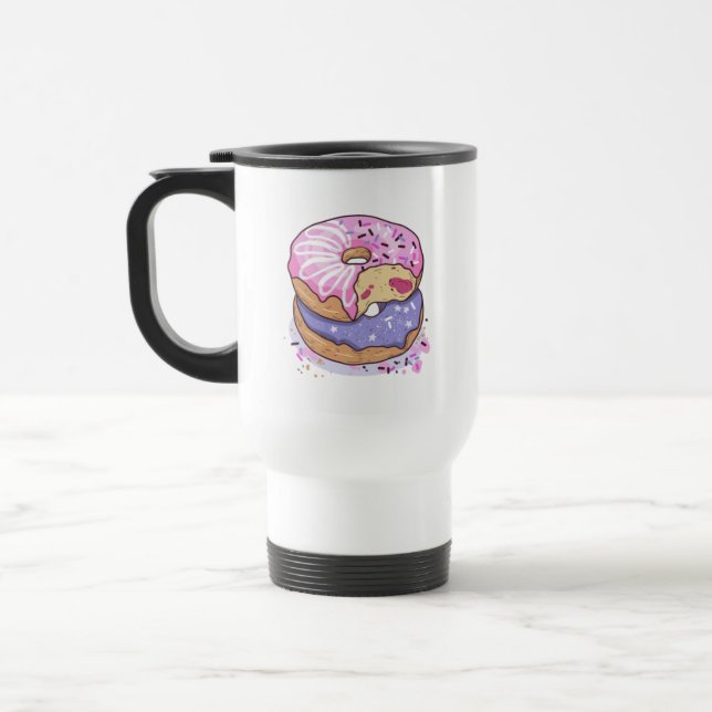Caneca Térmica Rosquinhas Rosa E Roxo De Aquarelas Com Préguas (Esquerda)