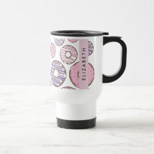 Caneca Térmica Rosquinhas rosa, Rosquinhas roxas, borrachas, seu