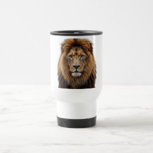 Caneca Térmica Rosto de Leão Majestoso com Olhos Azuis Anima Fa